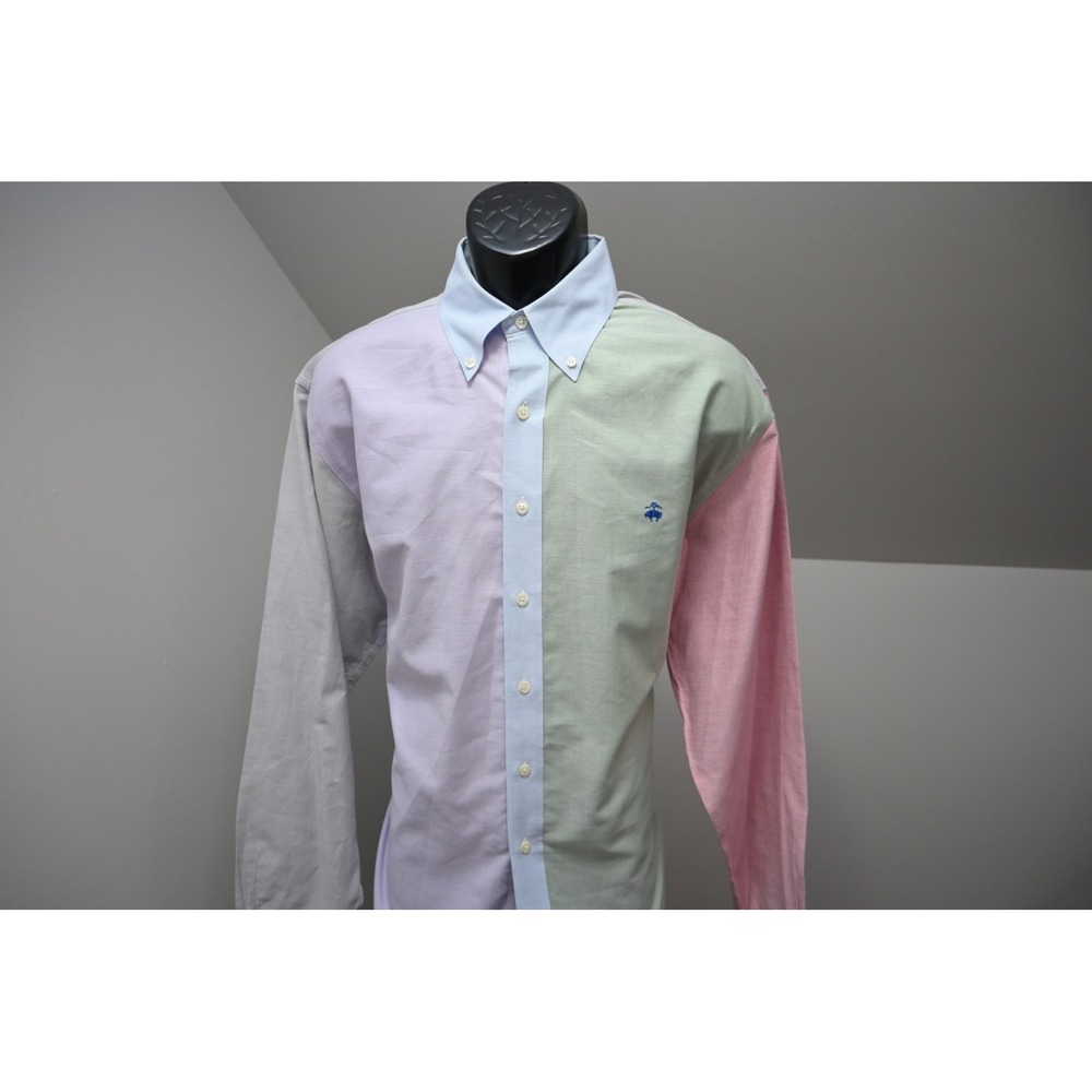 Brooks Brothers Button Down Mens Large Multi Color Fun Shirt Supima Cotton EUC - Picture 2 of 10